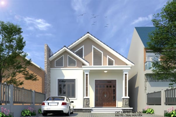 Mẫu thiết kế nhà phố 1 tầng mặt tiền 7m