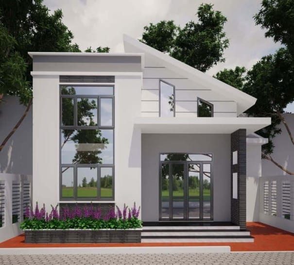 Mẫu thiết kế nhà phố 1 tầng có 2 phòng ngủ