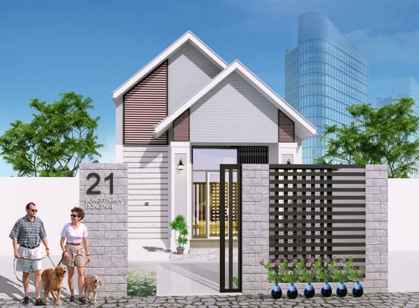 Mẫu thiết kế nhà phố 1 tầng có 3 phòng ngủ