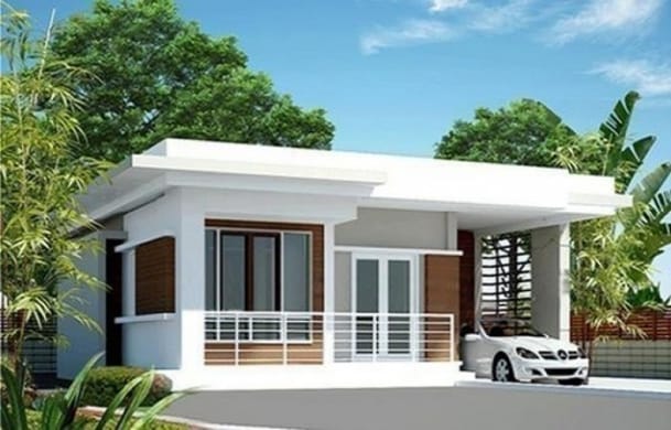 Mẫu thiết kế nhà phố 1 tầng kiểu mái bằng đẹp