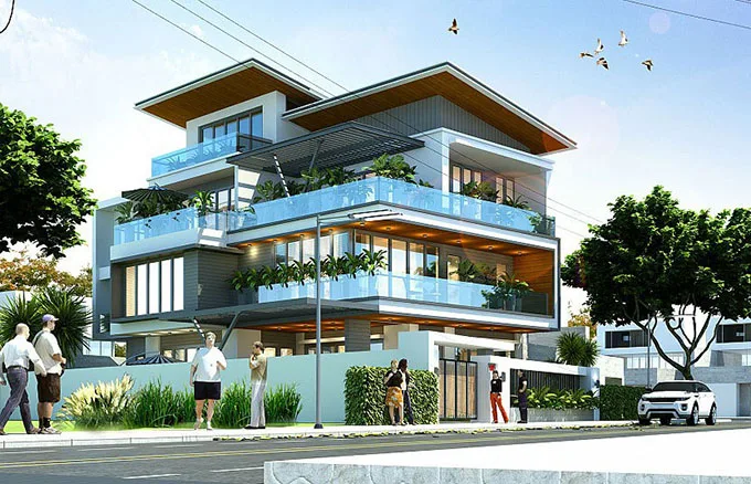 Mẫu biệt thự 3 tầng mặt tiền 8m mang không gian xanh vào nhà